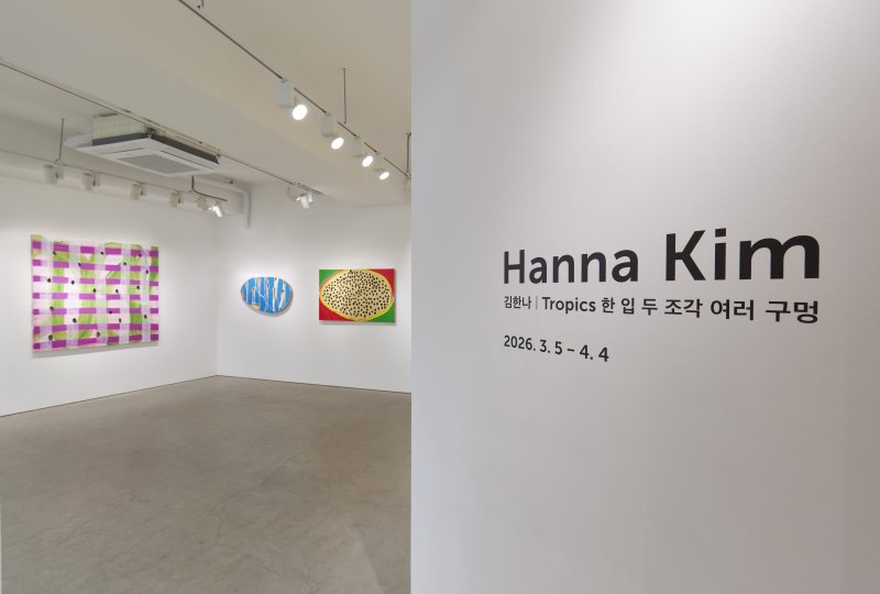 김한나 '트로픽스: 한 입, 두 조각, 여러 구멍'전 전시 전경 (페이토갤러리 제공)
