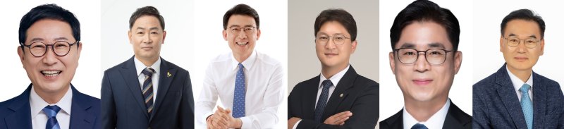 [남양주=뉴시스] 사진 왼쪽부터 김한정 전 국회의원, 이원호 변호사, 최현덕 전 남양주부시장, 김지훈 남양주시의원, 백주선 변호사, 윤용수 전 경기도의원. *재판매 및 DB 금지 *재판매 및 DB 금지