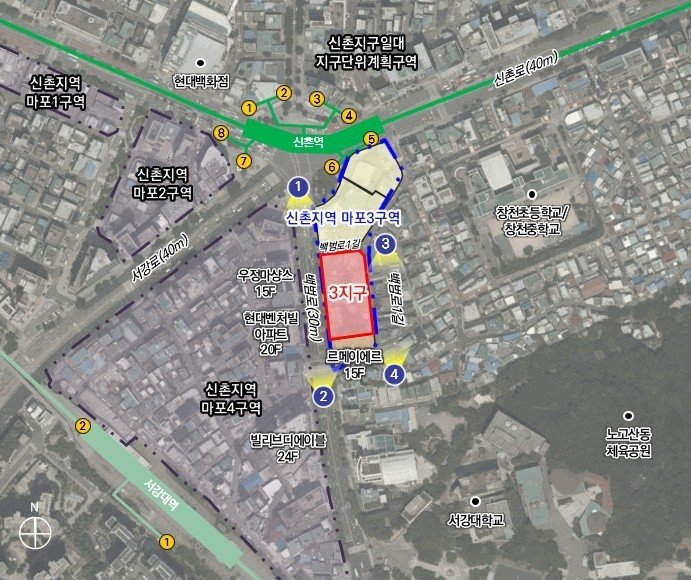 신촌지역 마포3구역 3지구 도시정비형 재개발사업 위치도. 서울시 제공