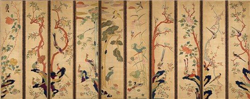 조선시대 자수 화조도 10폭 병풍 (출처=연합뉴스)