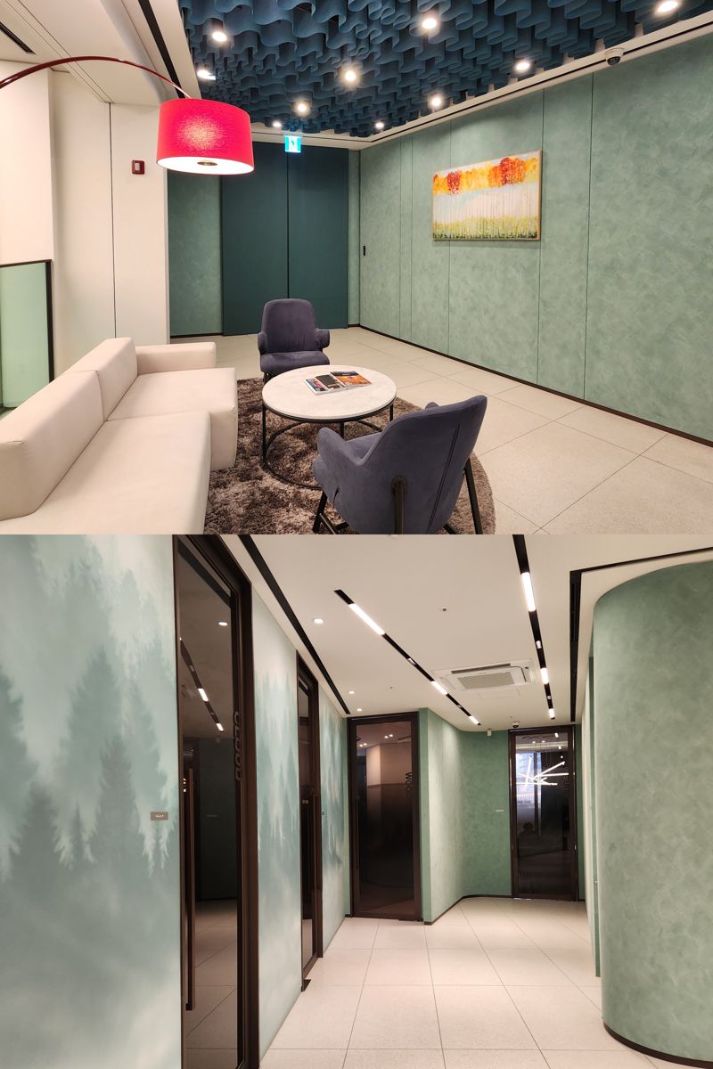 삼성증권 판교금융센터 SNI지점 로비와 상담실. 사진=서민지 기자