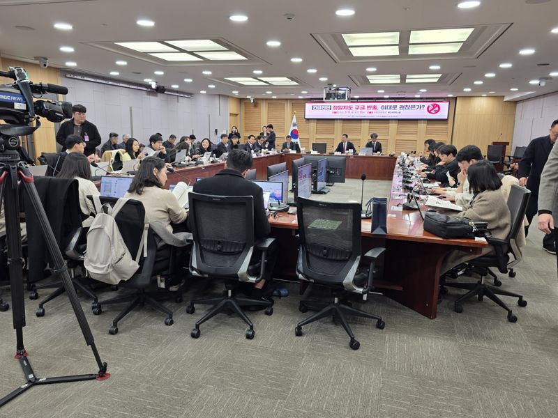 신성범 국회 정보위원장 등은 11일 국회의원 제2세미나실에서 '정밀지도 구글 반출, 이대로 괜찮은가' 긴급 토론회 현장. 사진=주원규 기자