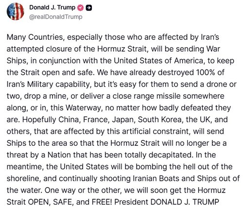 트럼프 대통령 트루스소셜 게시물 (출처=연합뉴스)