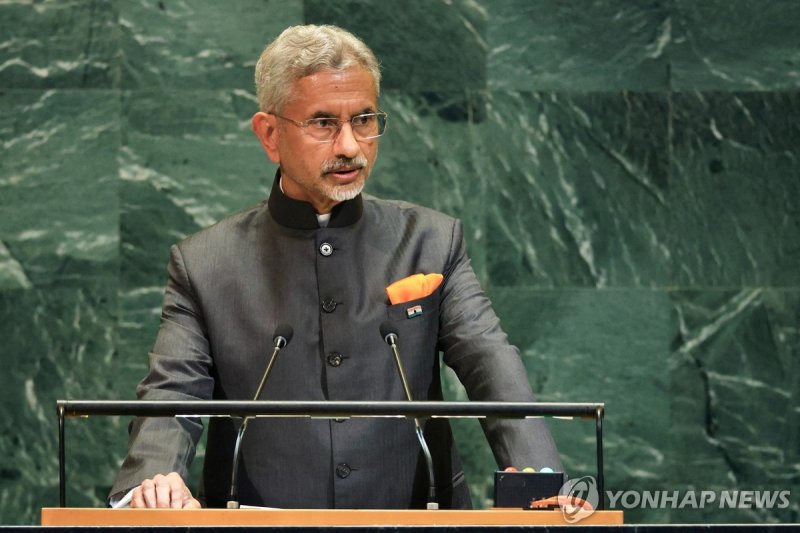 유엔총회에서 연설 중인 수브라마냠 자이샨카르 인도 외교장관 (출처=연합뉴스)