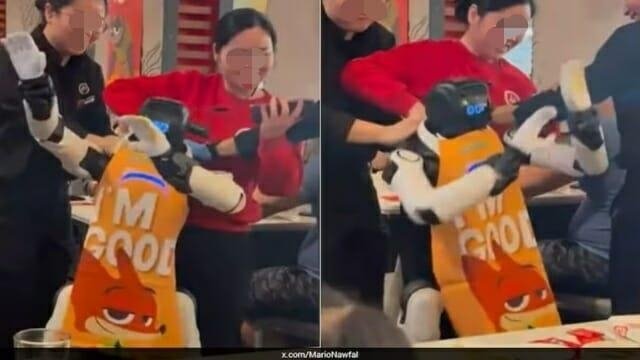 미국의 한 식당에서 난동 부린 중국 휴머노이드 로봇 (출처=연합뉴스)