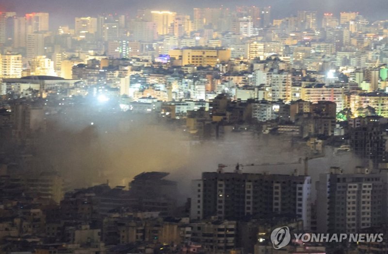 25일 이스라엘의 공격으로 포연 휩싸인 레바논 남부 (출처=연합뉴스)