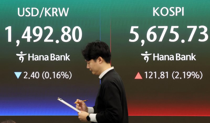 정부는 외환금융시장 안정을 위해 100조원+α 시장안정프로그램을 필요시 즉각 가동할 방침이다. 25일 서울 중구 하나은행 딜링룸 전광판에 증시 시황이 표시되고 있다. 뉴스1