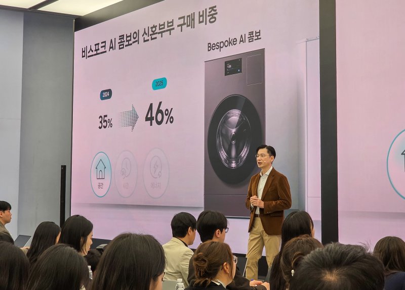 임성택 삼성전자 한국총괄 부사장이 26일 삼성강남에서 열린 2026년 '비스포크 AI 콤보' 세탁건조기 출시 행사에서 '비스포크 AI 콤보' 세탁건조기를 소개하고 있다. (사진=삼성전자 제공) *재판매 및 DB 금지