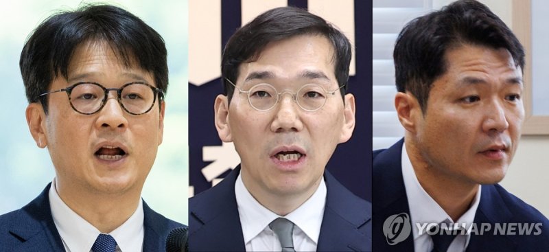 이창수 서울중앙지검장, 조상원 서울중앙지검 4차장, 최재훈 서울중앙지검 반부패 수사2부장 (출처=연합뉴스)