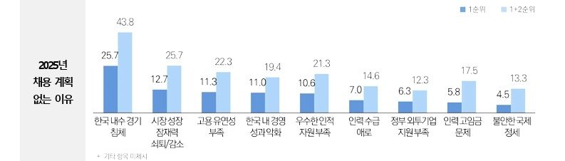 2025년 채용 계획 없는 이유 <외투기업 설문> (출처=연합뉴스)