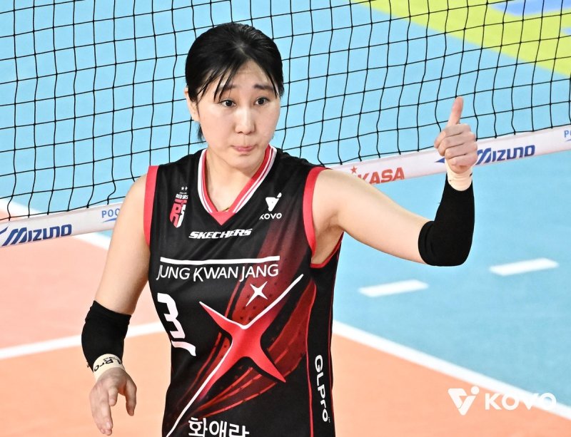 엄지 추켜세우는 세터 염혜선 (출처=연합뉴스)