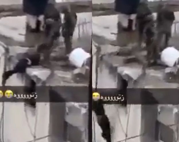 이재명 대통령이 개인 SNS '엑스' 올린 영상. 이스라엘군으로 보이는 이들이 건물 옥상에서 사람을 발로 밀어 떨어트리고 있다. 이재명 대통령 SNS