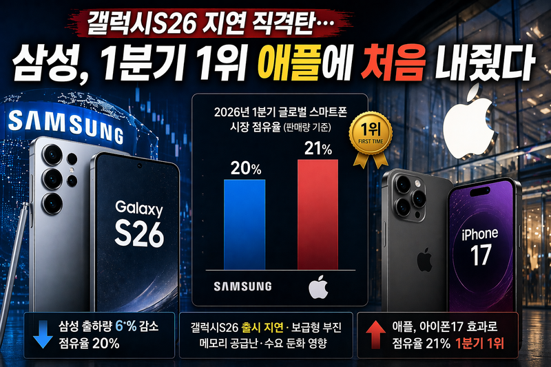 갤럭시S26 지연 직격탄...삼성, 1분기 1위 애플에 처음 내줬다