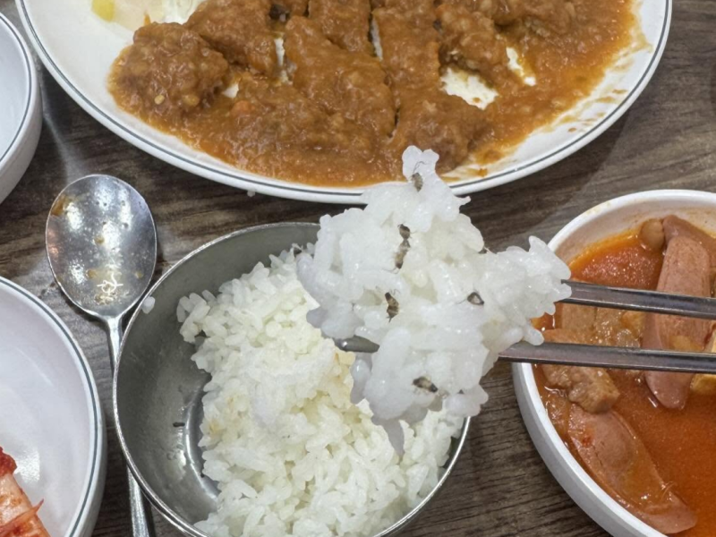 샤브샤브 속 벌레 사진 게시물을 본 또다른 누리꾼이 밥에서 벌레를 봤었다는 경험을 공유하며 당시 찍었던 사진을 공개했다. /사진=스레드(suu9ram)