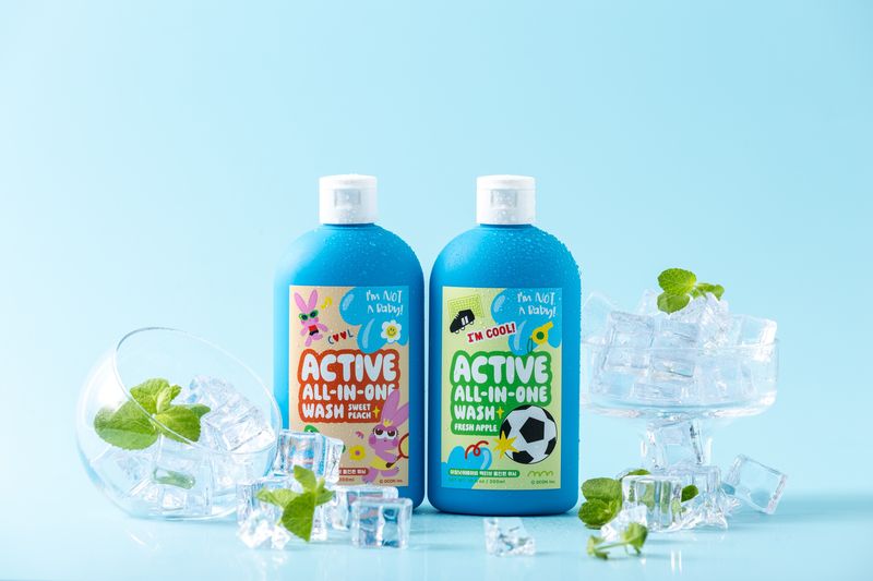 액티브 올인원 워시 스위트피치, 프레시애플 제품.