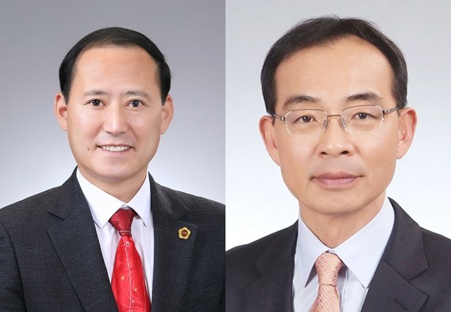 국민의힘 동해시장 최종경선에서 맞대결할 김기하 예비후보(사진 왼쪽)와 최재석 예비후보,(뉴스1 DB)