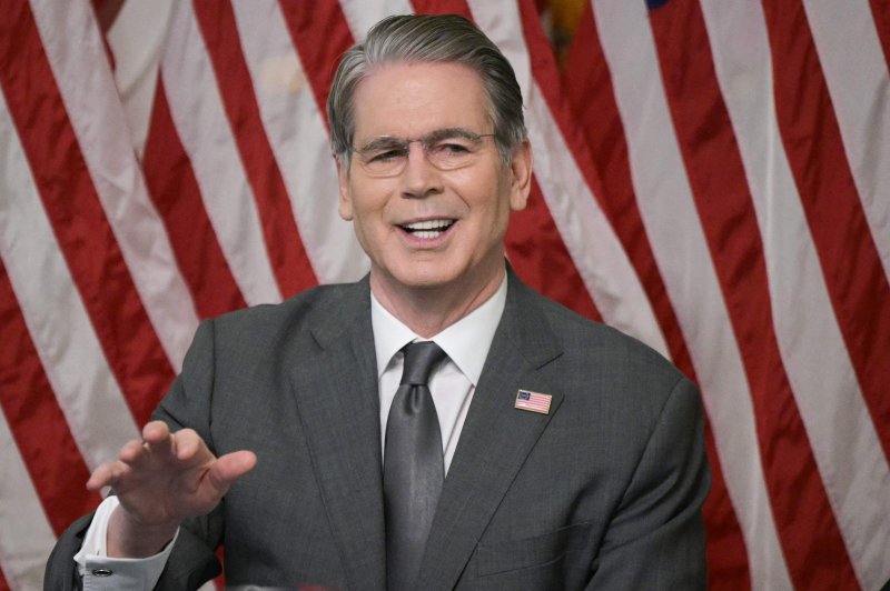 미국의 스콧 베선트 재무장관이 14일(현지시간) 미국 워싱턴DC에서 열린 국제 금융 포럼 행사에서 연설하고 있다.AFP연합뉴스