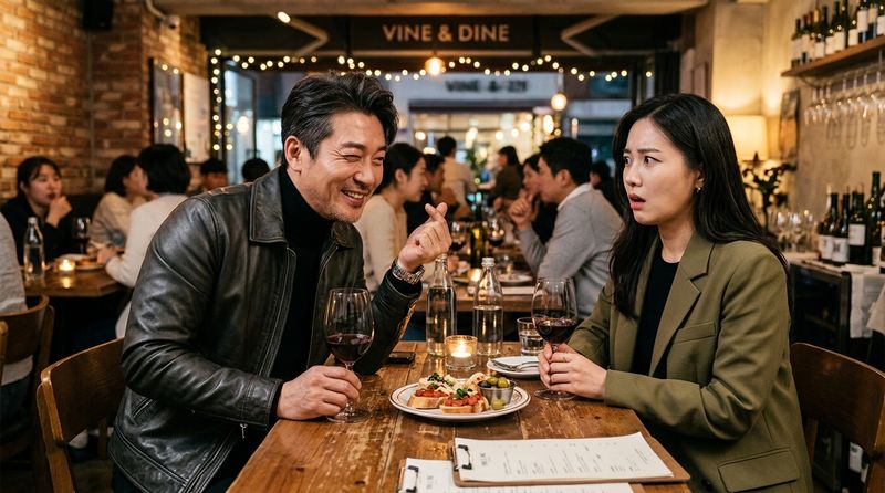 한 식당에서 중년 남성과 젊은 여성이 맞선을 보고 있다. 결혼정보회사 듀오 조사에서는 25~34세 미혼 여성의 57%가 영포티 남성과의 연애를 주저한다고 답했다. 사진은 기사 이해를 돕기 위해 AI로 생성한 이미지