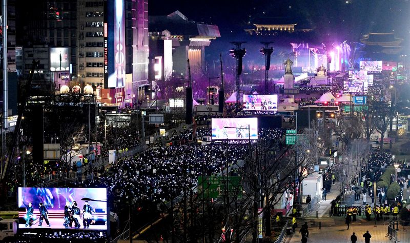 방탄소년단(BTS)이 21일 서울 광화문광장에서 'BTS 컴백 라이브: 아리랑' 발매 기념 컴백 공연을 하고 있다. 2026.3.23 ⓒ 뉴스1 조연우 기자