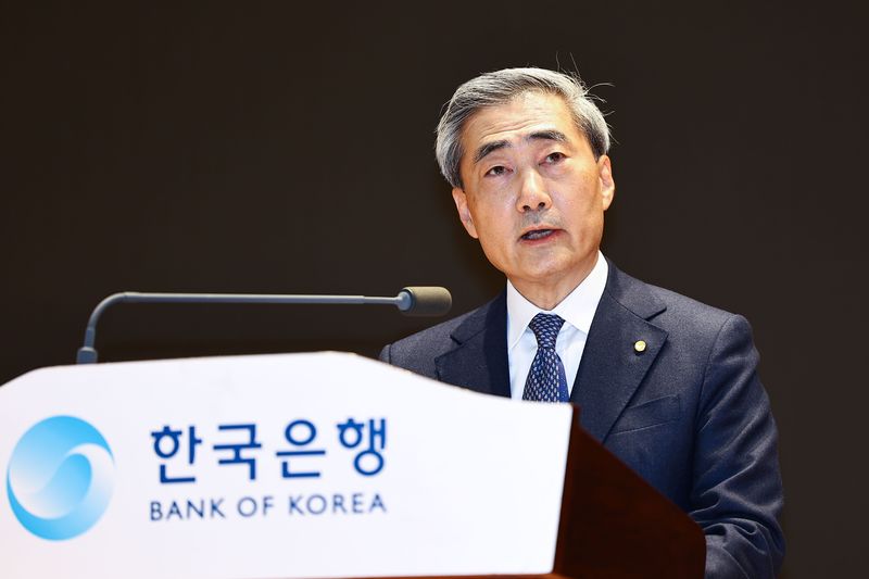 신현송 한국은행 총재가 지난달 21일 서울 중구 한은 별관에서 열린 취임식에서 인사말을 하고 있다. 뉴스1
