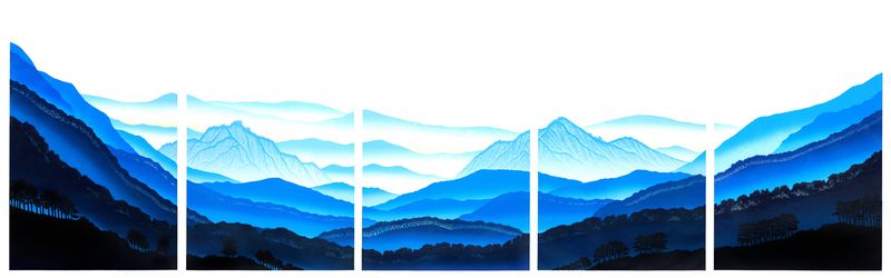 김준권 작 ‘산운’. 한국 현대 목판화를 대표하는 김준권 작가가 산을 주제로 오랫동안 구축해 온 대표 연작 가운데 하나다. /사진=제주특별자치도 문화예술진흥원 제공