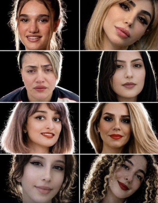 미국의 도널드 트럼프 대통령이 21일(현지시간) 소셜미디어 트루스소셜에 공유한 게시물에 첨부된 8명의 이란 여성 사진.뉴스1