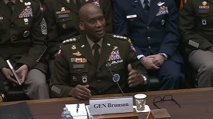 제이비어 브런슨 주한미군사령관(한미연합사령관 및 유엔사령관 겸임)이 21일(현지 시간) 미 하원 군사위원회 청문회에서 발언하고 있다. 미 하원 군사위 중계화면 캡처·뉴시스