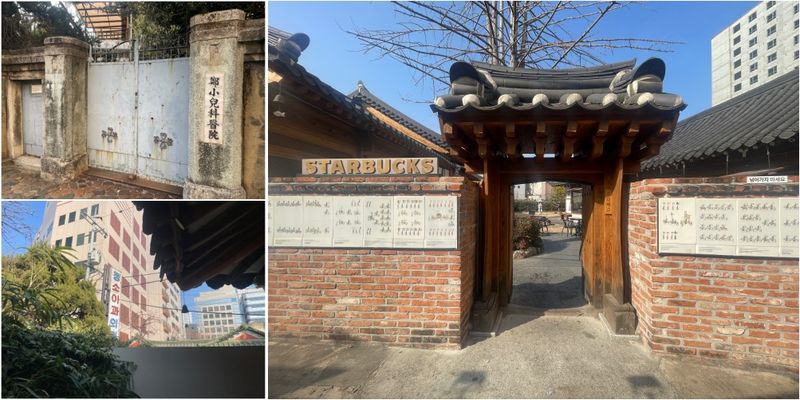 진골목에서 정소아과의원을 지나면 빨간 벽돌 담장이 있는 서재균 고택(오른쪽)의 쪽문이 나온다. /사진=서윤경 기자