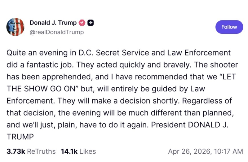 트럼프 트루스 소셜 캡처.