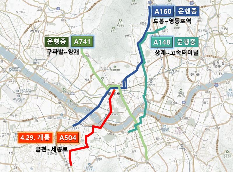 새벽 자율주행 동행버스 확대 노선도. 서울시 제공