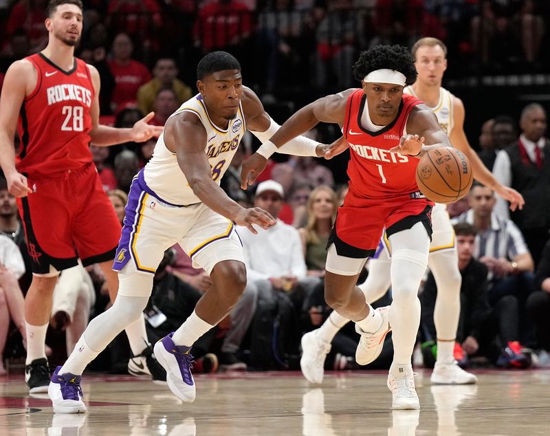 [휴스턴=AP/뉴시스] 미국프로농구(NBA) 휴스턴 로키츠의 아멘 톰프슨(오른쪽). 2026.04.26.