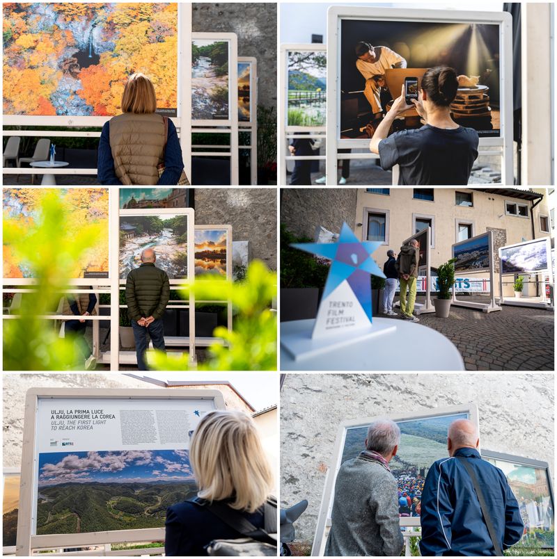 트렌토 영화제 기간 이탈리아 트렌토 시내에서 울주군의 아름다운 자연 풍광을 담은 사진들이 전시되고 있다. UMFF 제공