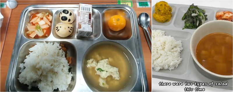 SNS에 공유된 한국의 학교 급식. /사진=데일리메일, 틱톡 캡처