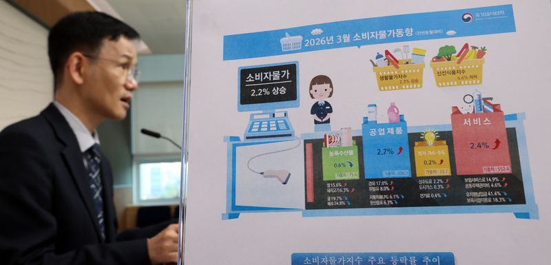[세종=뉴시스] 강종민 기자 = 이두원 국가데이터처 경제동향통계심의관이 지난달 2일 세종시 정부세종청사에서 2026년 3월 소비자물가동향을 발표하고 있다. 2026.04.02. ppkjm@newsis.com