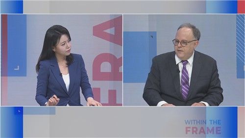 아리랑TV 뉴스 대담에 출연한 시드니 사일러 CSIS 선임고문 (출처=연합뉴스)