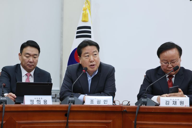 조광한 국민의힘 최고위원이 4일 여의도 국회에서 열린 최고위원회의에서 발언을 하고 있다. 사진=박범준 기자