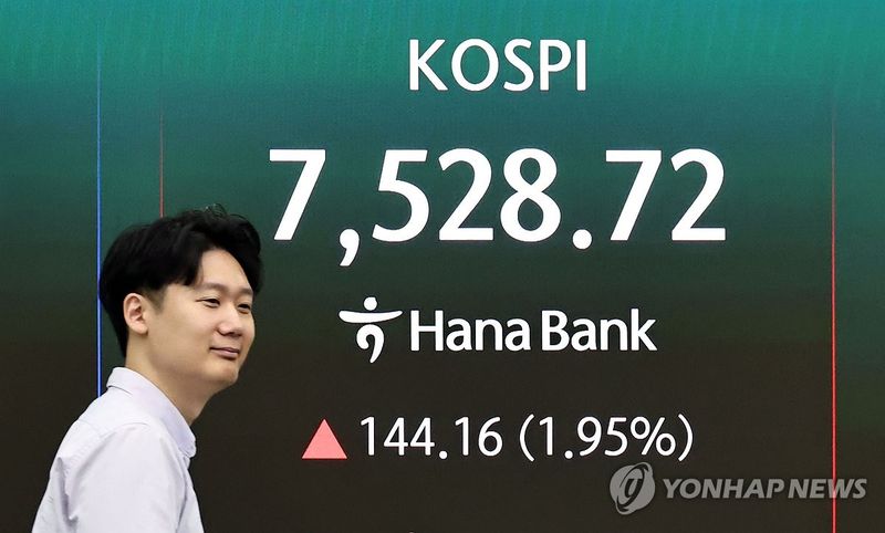 코스피 상승 개장, 장중 7,500 돌파 (출처=연합뉴스)