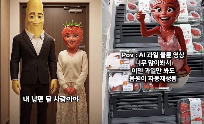 AI로 만들어진 '과일 드라마' 영상 캡처 (출처=연합뉴스)