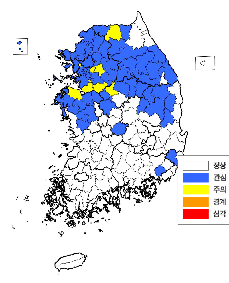 정부, 5월 전국 가뭄주의 단계. 행정안전부