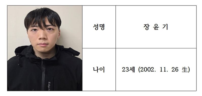 광주 도심 거리에서 일면식 없는 여고생을 흉기로 살해한 장윤기(23)의 신상정보가 공개됐다. 광주에서 신상이 공개된 흉악범죄 피의자는 장윤기가 처음이다./사진=연합뉴스