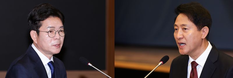 오세훈 "민주, 재개발·재건축 적대"..정원오 "지금은 아냐"