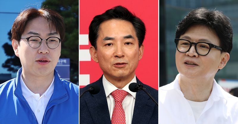 부산 북갑 출마한 하정우 더불어민주당 후보, 박민식 국민의힘 후보, 한동훈 무소속 후보. (뉴스1 DB) 2026.5.9 ⓒ 뉴스1 신웅수 기자