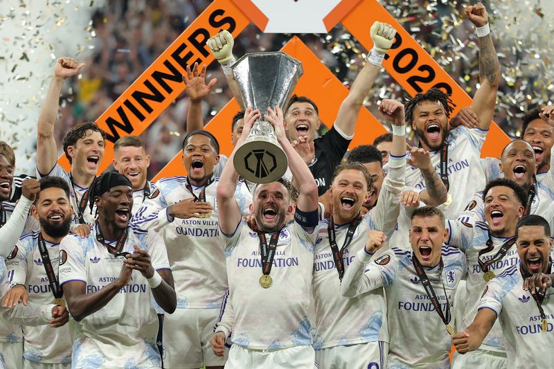 [이스탄불=AP/뉴시스] 2025~2026시즌 유럽축구연맹(UEFA) 유로파리그(UEL)에서 우승한 아스톤 빌라. 2026.05.21.