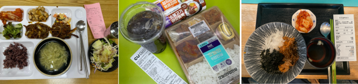 점심값과 커피값을 아끼려면 다양한 방법이 있다. 구청, 도서관 등 구내식당도 있고 구독서비스로 할인혜택을 받는 편의점 도시락에 가성비 식당 정보를 공유하는 '거지맵'에 나온 식당을 찾는다.(왼쪽 사진부터) /사진=서윤경 기자