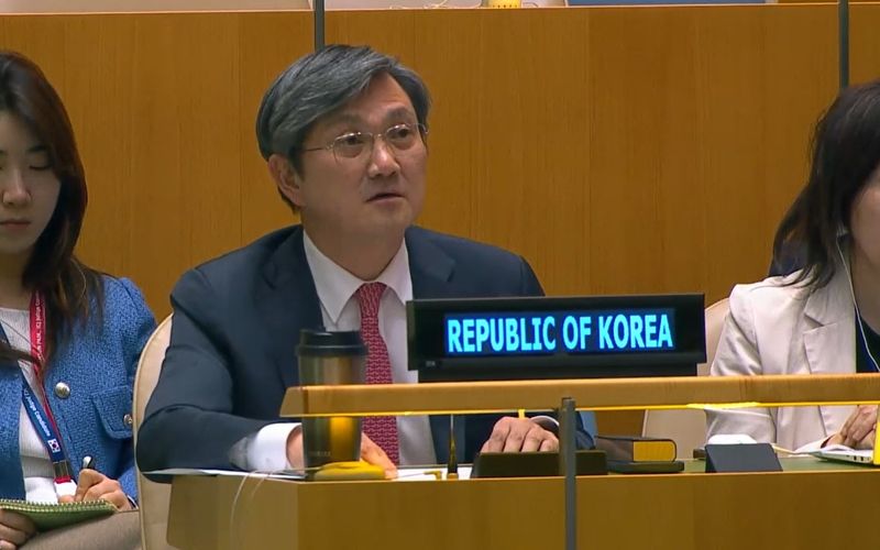 22일(현지시간) NPT 평가회의 폐막회의에서 발언하는 김상진 주유엔대표부 차석대사 (출처=연합뉴스)