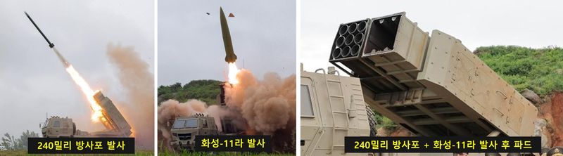 북한의 경량급 다용도미사일발사체계의 특징은 우리군의 '천무' 체계와 유사하게 단일 차륜형 발사대에 포드 식으로 규격화된 격실을 탑재해 240밀리 방사포탄과 화성-11라 전술탄도미사일을 동시에 장착하고 운용할 수 있다는 것으로 관측된다. 한국국방안보포럼(KODEF) 제공