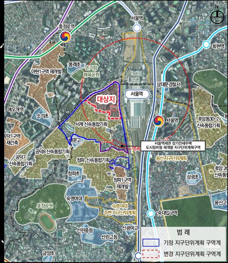 서울 용산구 서계동 일대 지구단위계획구역 위치도. 서울시 제공