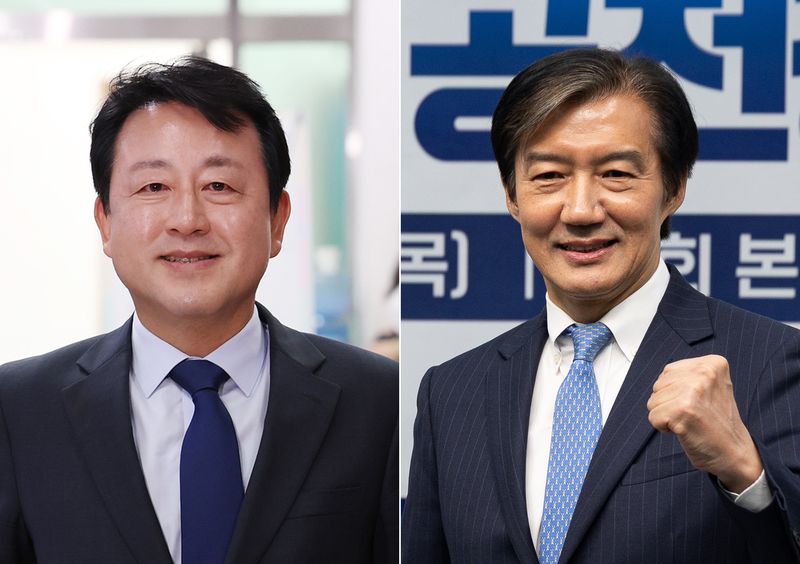 김용남 더불어민주당 경기 평택을 후보, 조국 조국혁신당 경기 평택을 후보. 뉴스1