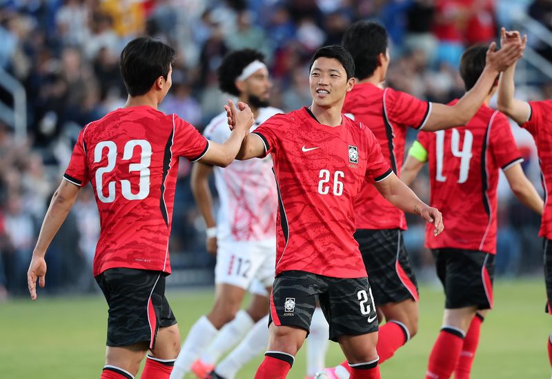 대한민국 축구대표팀 황희찬이 30일(현지시간) 미국 유타주 솔트레이크시티 브리검 영 대학교 BYU 사우스필드 경기장에서 2026 국제축구연맹(FIFA) 북중미 월드컵 앞두고 열린 대한민국과 트리니다드 토바고의 평가전에서 페널티킥을 성공하고 환하게 웃고 있다. 2026.5.31 ⓒ 뉴스1 임세영 기자