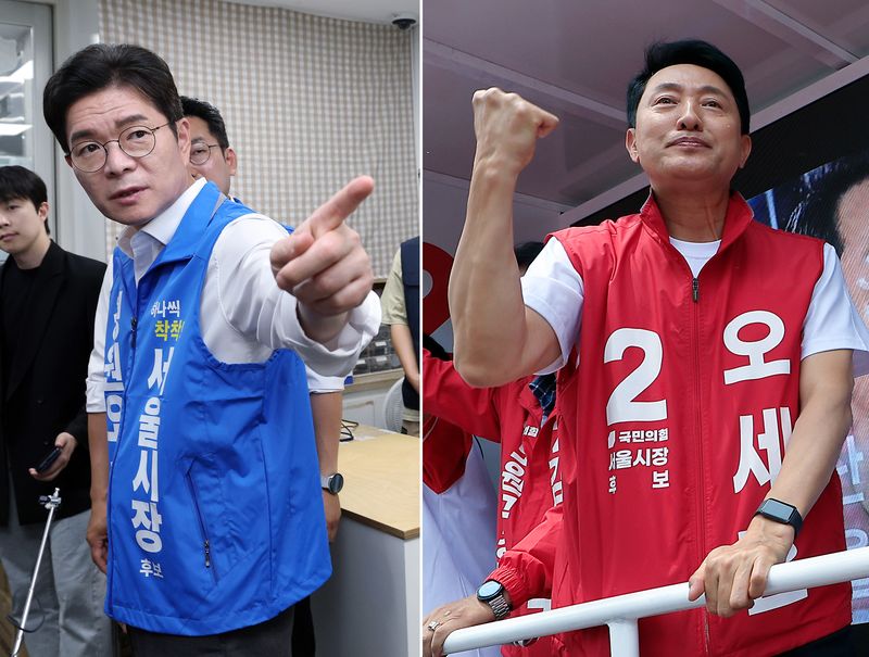 제9회 전국동시지방선거를 이틀 앞둔 1일 정원오 더불어민주당 서울시장 후보와 오세훈 국민의힘 서울시장 후보가 각각 일정을 소화하고 있다. 정 후보는 서울 종로구에 마련된 쪽방 주민들의 공동이용시설인 '새뜰집'의 온기창고를 둘러봤으며, 오 후보는 노원구를 찾아 순회 유세에 나섰다. 2026.6.1 ⓒ 뉴스1 권현진 기자,박정호 기자
